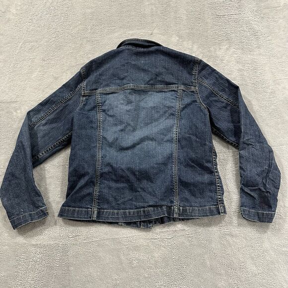 Liz Claiborne Denim Jacket Women's Petite Medium Jean Button Cotton Pockets Y2K - Picture 3 of 8